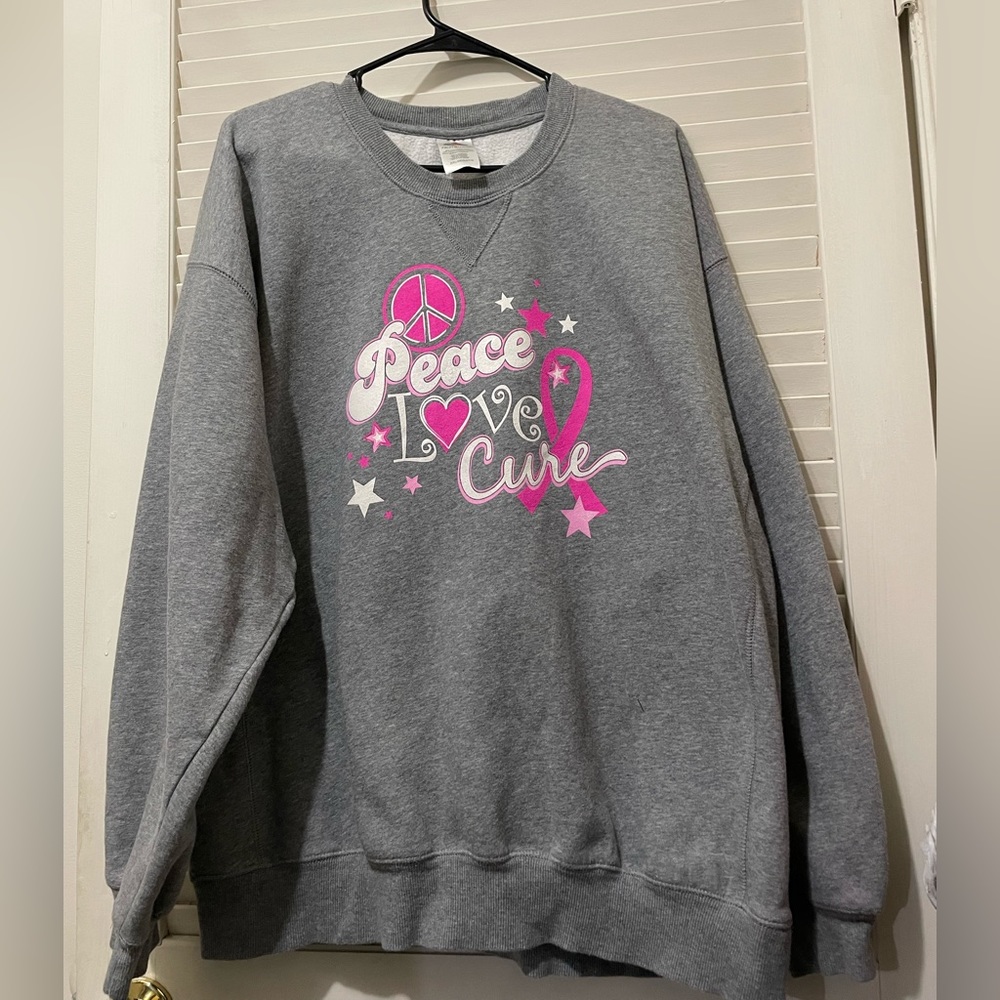 Breast Cancer Awareness Gray Sweatshirt EUC